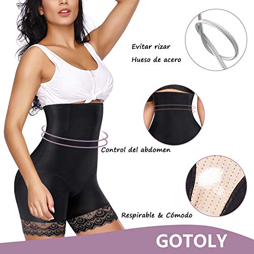 Gotoly Braguitas Moldeadoras Faja Reductora Lencería para Mujer Pantalón Sin Costura Braga de Cintura Alta Control de Barriga Levanta Glúteos Ropa Interior (Negro, Medium)