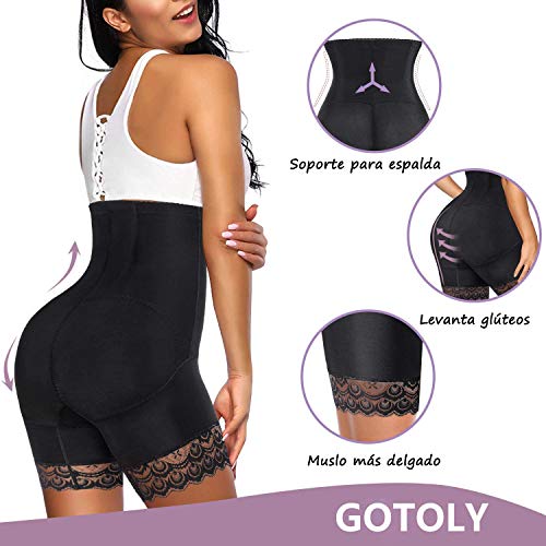 Gotoly Braguitas Moldeadoras Faja Reductora Lencería para Mujer Pantalón Sin Costura Braga de Cintura Alta Control de Barriga Levanta Glúteos Ropa Interior (Negro, Medium)