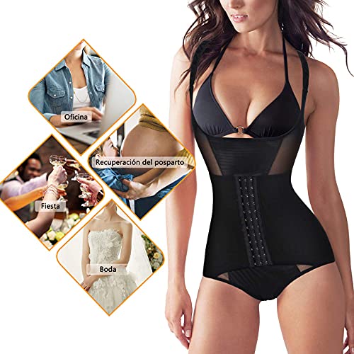 Gotoly Mujer Bodies Moldeadores Fajas Reductoras Adelgazantes Control de Barriga Shapewear Entrenador de Cintura Corsé Modelador de Cuerpo Completo y Busto Abierto Bodysuit (Negro, M)