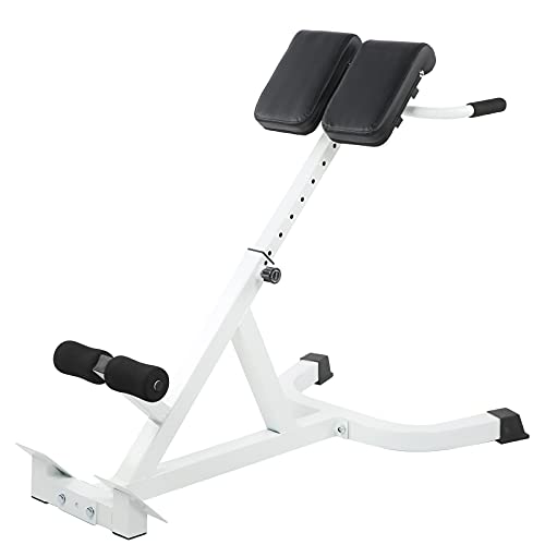 GOTOTOP Banco Romano， 45 °, Ajustable (8 Niveles), Máx. 300kg Entrenador casero Ajustable con Respaldo,para el Entrenamiento de Espalda, Abdominales y Glúteos, hiperextensión，Blanco