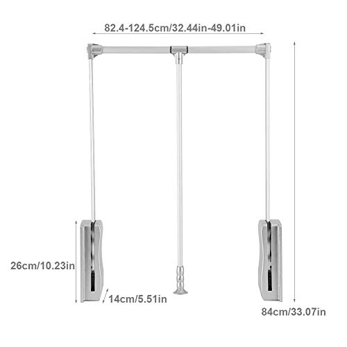 GOTOTOP Perchero de pared extraíble para armario, perchero para armario, ancho ajustable 830-1150 mm, capacidad de carga: 10 kg, de aluminio (830-1150 mm)