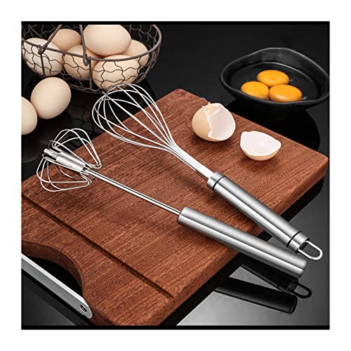 GOUGOU suhongstore Mezclador Semiautomático Huevo Batidor Manual Auto Girando 304 Acero Inoxidable Batidor De Batea Mezclador Huevo Crema Agitación Herramientas De Cocina (Color : M)