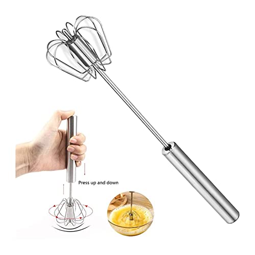 GOUGOU suhongstore Mezclador Semiautomático Huevo Batidor Manual Auto Girando 304 Acero Inoxidable Batidor De Batea Mezclador Huevo Crema Agitación Herramientas De Cocina (Color : M)