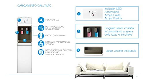 GOVITA Distribuidor de agua a columna refrigerante con boquillas, dispensador de agua para oficina, agua, columna de tierra, bebidas calientes y frías, dispensador de agua