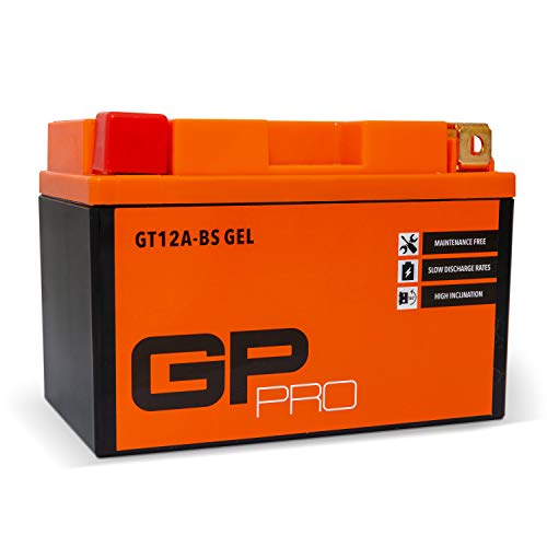 GP-PRO GT12A-BS 12V 10Ah GEL Batería de arranque (compatible con YT12A-BS / YTX12A-BS) (Sin necesidad de mantenimiento/Sellado) Moto Acumulador