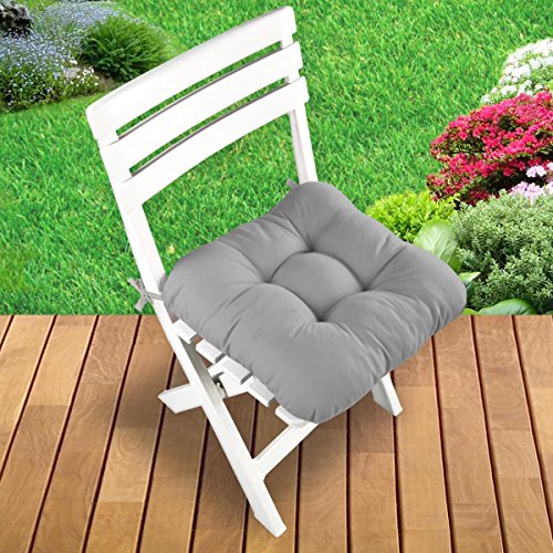 Gräfenstayn® Set de 4 Cojines de Asiento cojín de Silla 38x38x8cm para Interior y Exterior - Funda de algodón 100% - Muchos Colores - Acolchado Grueso/cojín de Suelo (Antracita)