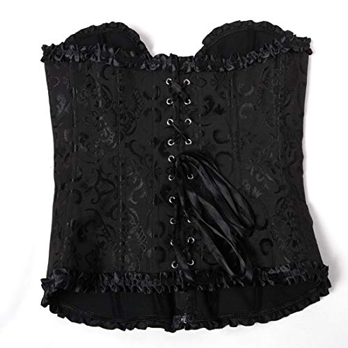 Grebrafan Bordado Corset Mujer Corpiños y Corsés de Cremallera Talla Grande (EU(48-50) 6XL, Negro)