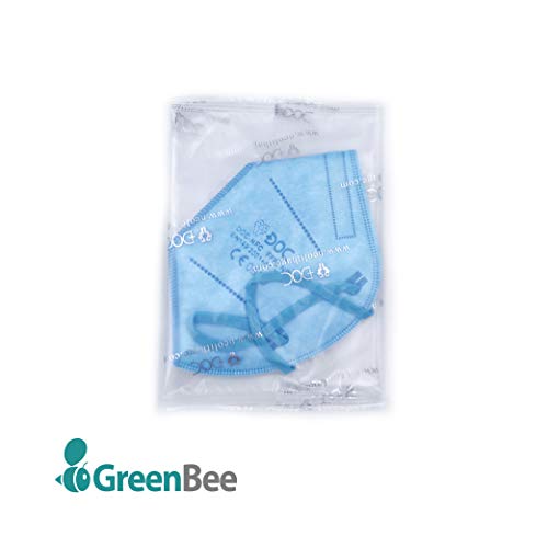 GreenBee Mascarillas FFP2 Homologadas - Mascarillas Higienicas Auto Filtrantes de Partículas - Mascarilla Azul de 5 Capas y Alta Capacidad de Filtración Igual o Superior Al 95% - 50 Unidades