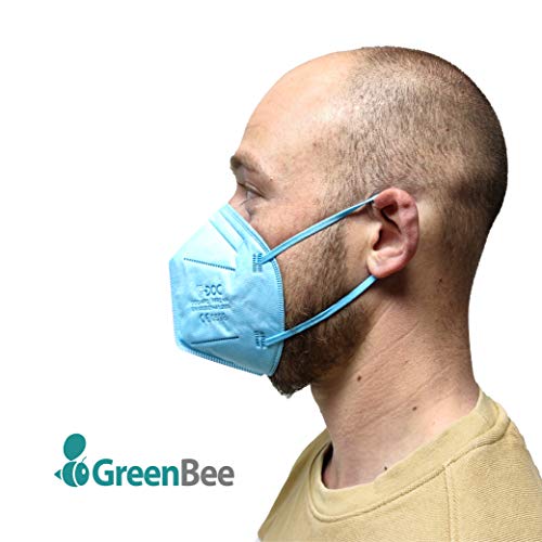 GreenBee Mascarillas FFP2 Homologadas - Mascarillas Higienicas Auto Filtrantes de Partículas - Mascarilla Azul de 5 Capas y Alta Capacidad de Filtración Igual o Superior Al 95% - 50 Unidades