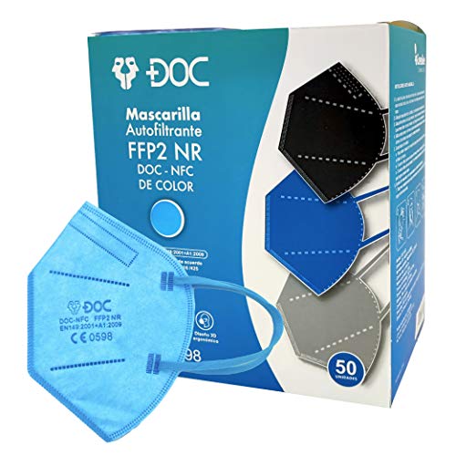 GreenBee Mascarillas FFP2 Homologadas - Mascarillas Higienicas Auto Filtrantes de Partículas - Mascarilla Azul de 5 Capas y Alta Capacidad de Filtración Igual o Superior Al 95% - 50 Unidades