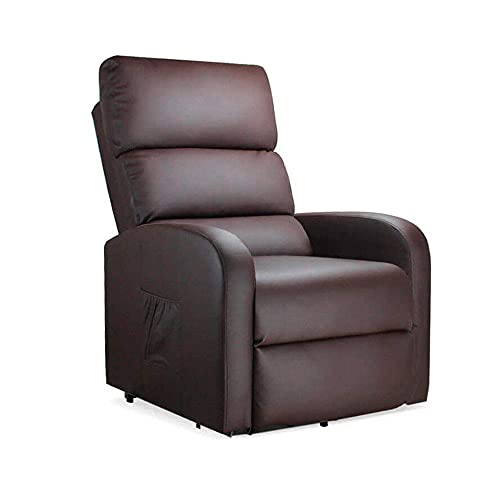 gridinlux | Sillón Relax Masaje Levanta Personas Marrón Wengué | Reclinable | Elevación Automática con Mando de Control | 5 Modos | Función Calor Lumbar | 8 Motores | 4 Zonas de Masaje | Polipiel