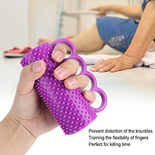 Grip Ball - Fortalecedor de agarre de mano Ejercitador de dedos Ejercitador de muñeca para rehabilitación de hemiplejia por accidente cerebrovascular (púrpura) 4.4in