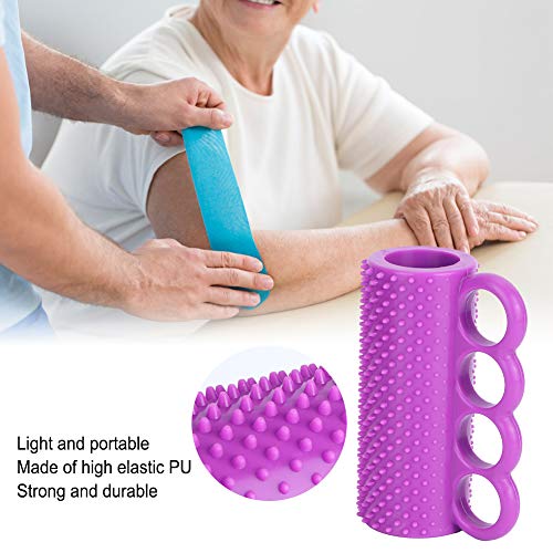 Grip Ball - Fortalecedor de agarre de mano Ejercitador de dedos Ejercitador de muñeca para rehabilitación de hemiplejia por accidente cerebrovascular (púrpura) 4.4in