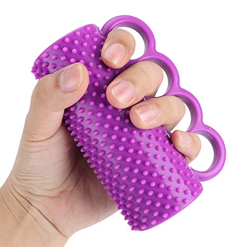 Grip Ball - Fortalecedor de agarre de mano Ejercitador de dedos Ejercitador de muñeca para rehabilitación de hemiplejia por accidente cerebrovascular (púrpura) 4.4in