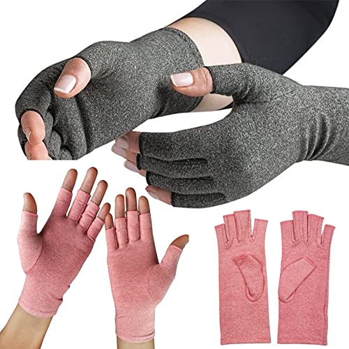 Guantes de presión Algodón Alivio del Dolor Guantes para el Cuidado de Las articulaciones Unisex Fitness Guantes de Medio Dedo Terapia Soporte de muñeca Guantes de compresión -a1-M