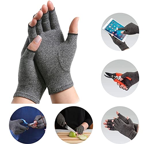 Guantes de presión Algodón Alivio del Dolor Guantes para el Cuidado de Las articulaciones Unisex Fitness Guantes de Medio Dedo Terapia Soporte de muñeca Guantes de compresión -a1-M