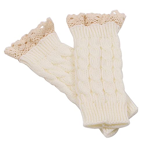 Guantes Invierno otoño mujeres moda cordones ajuste largo sin dedos hecha punto ganchillo muñequera muñeca guantes cálido muñequera cálido Guantes de invierno ( Color : Red , Gloves Size : One Size )