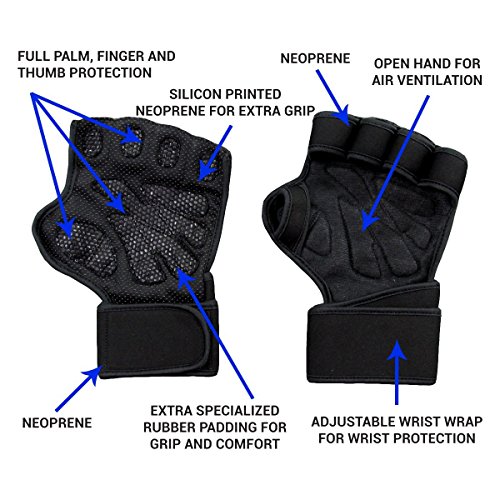 Guantes para Cross-fit, Guantes Gimnasio,Guantes Pesas,Protección Completa para la Palma y Agarre Extra Transpirable Antideslizante, para Ejercicio Pesas,Levantamiento de Pesas,para Hombres y Mujeres