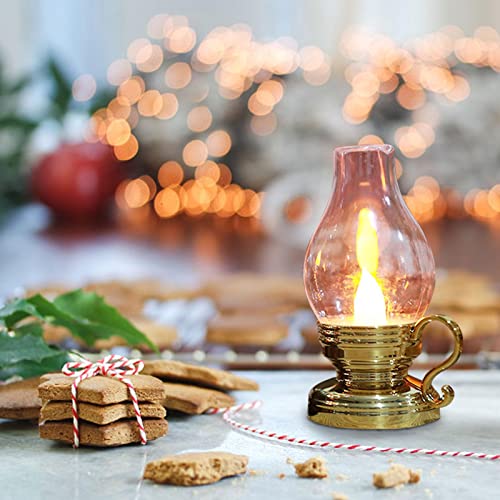 Gujugm Linterna LED Vintage con Pilas, Llama Parpadeante, Vela de Aceite de Navidad, luz LED, acción de Gracias para Acampar, jardín, decoración del hogar