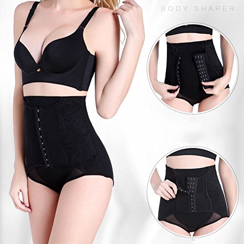 GUOCU 2 en 1 Fajas Postparto Soporte Transpirable Elástico Vientre Recuperación Vientre/Cintura/Pelvis Cinturón Shapewear Braga para Mujer Negro M