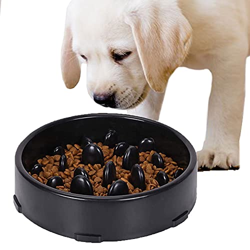 GWL Cuenco de Lenta Alimentación para Perros, Slow Eating Dog Bowl, Tazón de Antideslizante Interactivo Saludable Alimentador para Evitar el Ahogo y Comer Demasiado para Perros y Gatos (Negro)