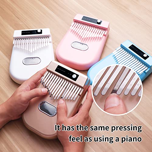 Gyj&mmm Kalimba Pulgar Piano 17 Teclas, Kalimba electrónica USB, Bluetooth Compatible con Altavoces Pulgar del Dedo del Piano portátil Piano Regalo Instrumento,Oro