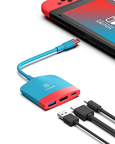 HAGIBIS Switch Dock station USB de tipo C con HDMI USB 3.0 y USB C. Adaptador de mando de mano, compatbile con switch, mackbook, ipad pro, note 9 S9 y más