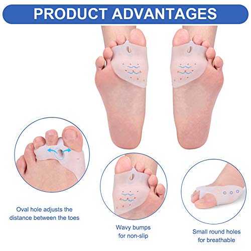 Haofy Separadores de Dedos de Gel para Juanetes, Silicona Corrector de Juanetes Separadores Protectores de Dedos de Los Pies para Hombres y Mujeres, Corrector de Dedos Enderezadora Dedo Pulgar Del Pie