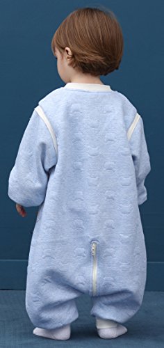 Happy Cherry - Mono Pijama para Bebés Niños Niñas Saco de Dormir Manga Larga Desmontable de Algodón para Otoño Primavera - Azul - 12-24 meses