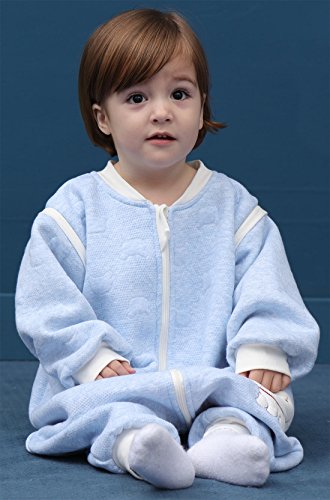 Happy Cherry - Mono Pijama para Bebés Niños Niñas Saco de Dormir Manga Larga Desmontable de Algodón para Otoño Primavera - Azul - 12-24 meses