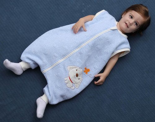 Happy Cherry - Mono Pijama para Bebés Niños Niñas Saco de Dormir Manga Larga Desmontable de Algodón para Otoño Primavera - Azul - 12-24 meses