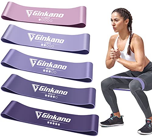 Haquno Bandas Elásticas Fitness/Bandas de Resistencia, Set de 5 Cintas Elásticas Fitness y Musculación de Látex Natural Agradable a la Piel con Guía de Ejercicios de Español y Bolsa Almacenamiento