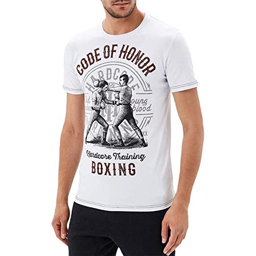 Hardcore Training Code of Honor White Camiseta Hombre Fitness Workout Ejercicio Corriendo Running Ropa Basica Deportiva