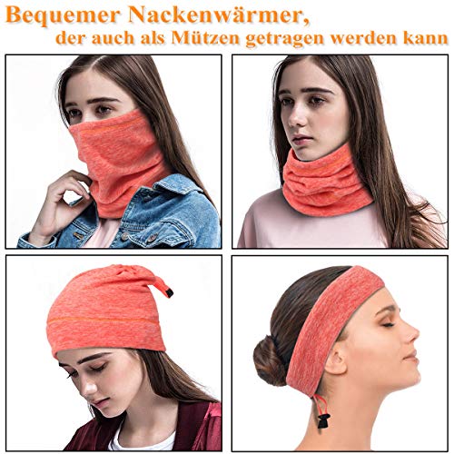 HASAGEI Calentadores de Cuello Mascarilla Pasamontañas de Forro Polar Multifuncional para Hombre y Mujer para Esquí Ciclismo Senderismo Moto Correr Aire Libre (Naranja)