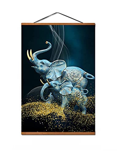 Hatytoyu Geogerous Elefante Immagine di Arte Della Parete Della Tela di Canapa Pittura A Olio Poster e Stampe Astratta Animale Su Tela per Soggiorno Complementi Arredo Casa-50x75 CM Cornice