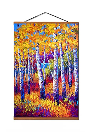 Hatytoyu Pittura a Olio di betulla di Arte astratta Stampata su Tela di canapa per soggiorno Modern Wall Art Landscape Decor Home Decor-50x75CM Frame