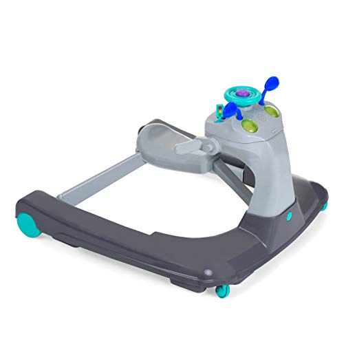 Hauck Ride On 1-2-3 - Andador 3 en 1, a partir de 6 meses hasta 12 kg, con ruedas, luces & música, mesa de juego y asiento desmontable, regulable en altura, Hearts (gris-azul)