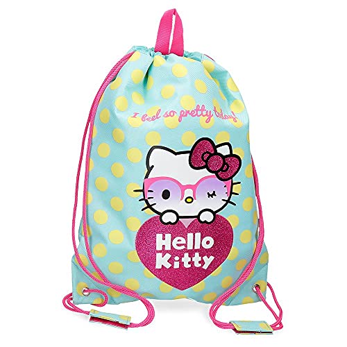 Hello Kitty Pretty Glasses mochila Saco Verde 30x40 cms Poliéster