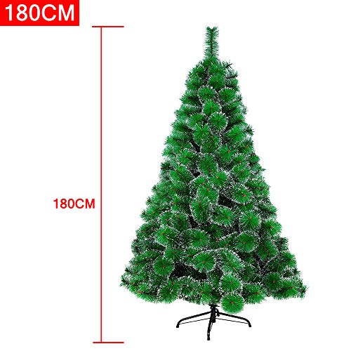 HENGMEI 180cm Artificial Árbol de Navidad Decoración Navideña, Material PVC Aguja de Pino, Verde con Nieve con Soporte en Metal