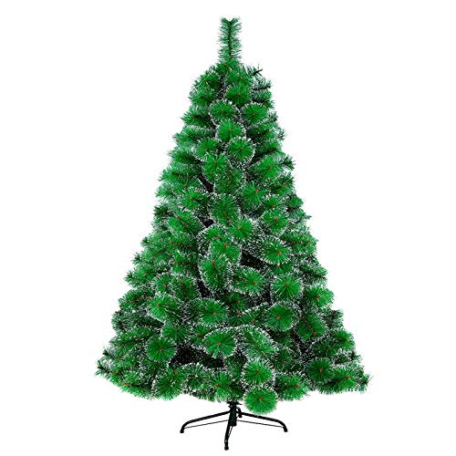 HENGMEI 180cm Artificial Árbol de Navidad Decoración Navideña, Material PVC Aguja de Pino, Verde con Nieve con Soporte en Metal