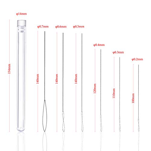 Hentek 6 Pieces Agujas de Abalorios Plegable, Agujas de Ojo de Acero Inoxidable - 6 Tamaños