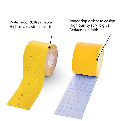 Herefun Vendaje Kinesiológico, 5 m x 5 cm Kinesiotape, Venda Neuromuscular Adhesiva, Elásticas, Impermeable, Cinta Kinesiología Tape para Rodillas, Articulaciones y Sujeción Muscular