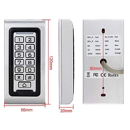 HFeng Independiente IP68 Impermeable RFID Teclado de Control de Acceso Lector de Tarjetas de Metal + 10 unids 125 KHz proximidad Llaveros WG26 2000 usuarios para el hogar / oficina