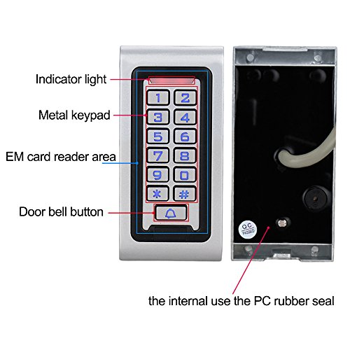 HFeng Independiente IP68 Impermeable RFID Teclado de Control de Acceso Lector de Tarjetas de Metal + 10 unids 125 KHz proximidad Llaveros WG26 2000 usuarios para el hogar / oficina