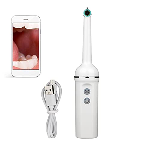 HHYGR Endoscopio Intraorale Visual HD, Laringoscopio de Espejo Dental Oral, Cámara de Observación Oral de 6 Luces Led, Compatible con Android E iOS