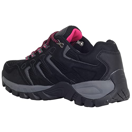 HI-TEC TORCA Low Women, Botas montaña Mujer, Botas Senderismo Mujer,Calzado Trekking Membrana Impermeable y Transpirable Dri-Tec® (Black/Fuchsia Purple, Numeric_39)