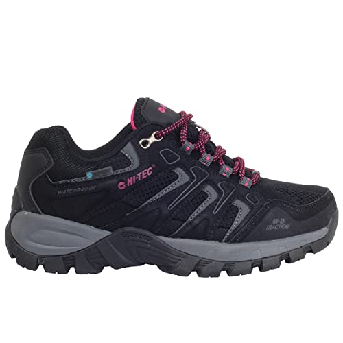 HI-TEC TORCA Low Women, Botas montaña Mujer, Botas Senderismo Mujer,Calzado Trekking Membrana Impermeable y Transpirable Dri-Tec® (Black/Fuchsia Purple, Numeric_39)