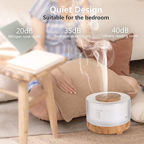 Hianjoo Humidificador Ultrasónico Aroma Difusor 500 ml Difusore Aromaterapia Lámpara 7 LED Colorida con Función de Altavoz de Control Remoto para Yoga Salon SPA Vivir, Dormir, Bañarse, Hotel