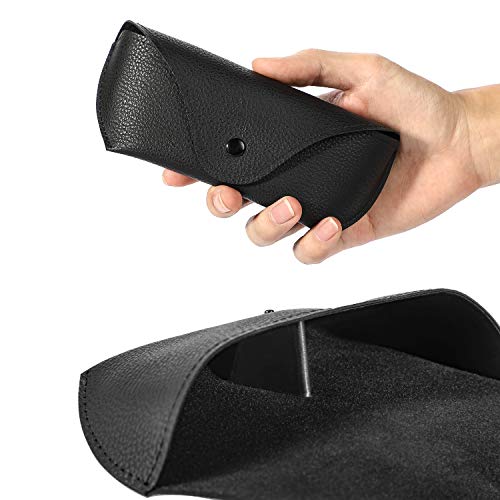 Hifot funda gafas cuero 2 piezas, PU cuero suaves viaje Estuche para Gafas de caso bolsa mujer hombre niño