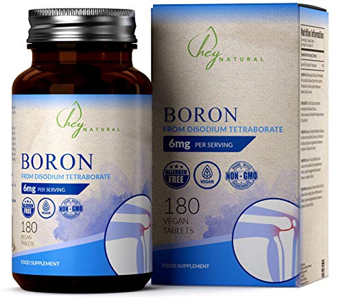 HN Boro 6mg por Porción | Suplementos de Boro 180 | Cápsulas Veganas de Boro | Sin OMG, sin Gluten, sin Lácteos ni Alérgenos | Fabricado en Instalaciones con Licencia ISO en el Reino Unido